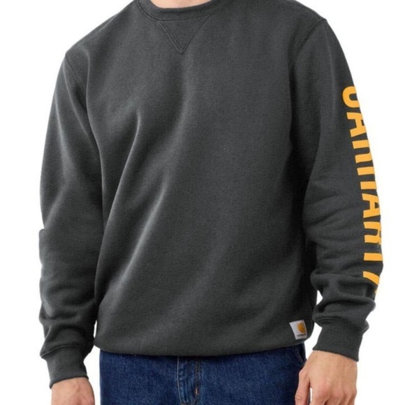 New Carhartt Men's Loose Fit Midweight Crewneck Logo Sleeve Graphic Sweatshirt - Picture 1 of 8